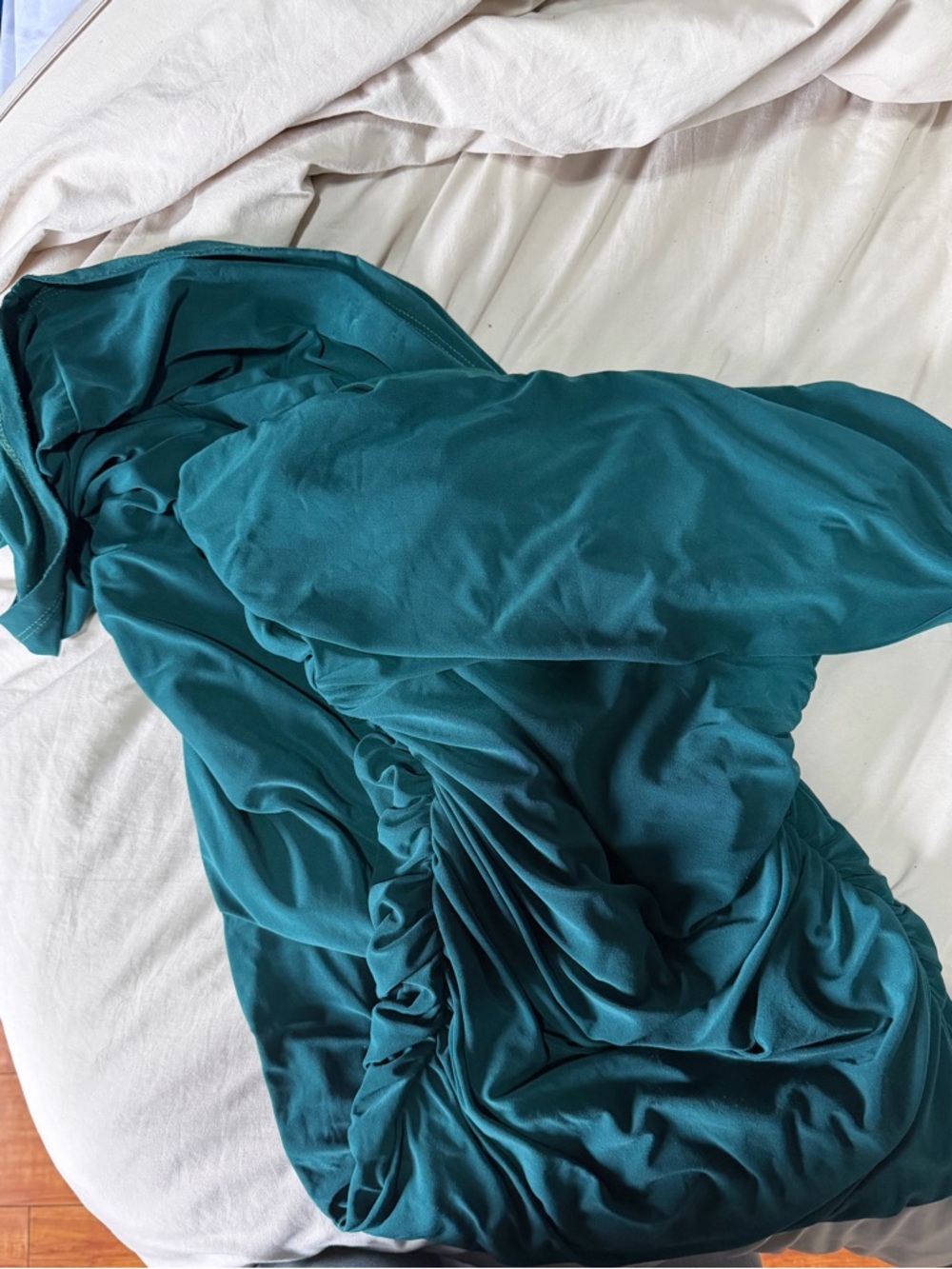 Teal Stretch Ruched Dress